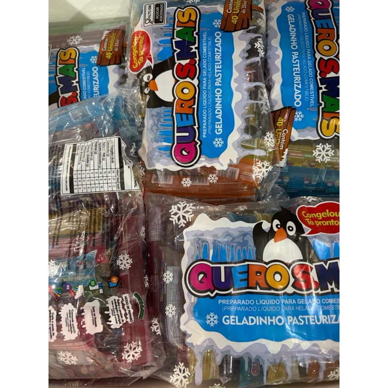 Geladinho americano sacolé sabores variados 40 unidades com 55 ml