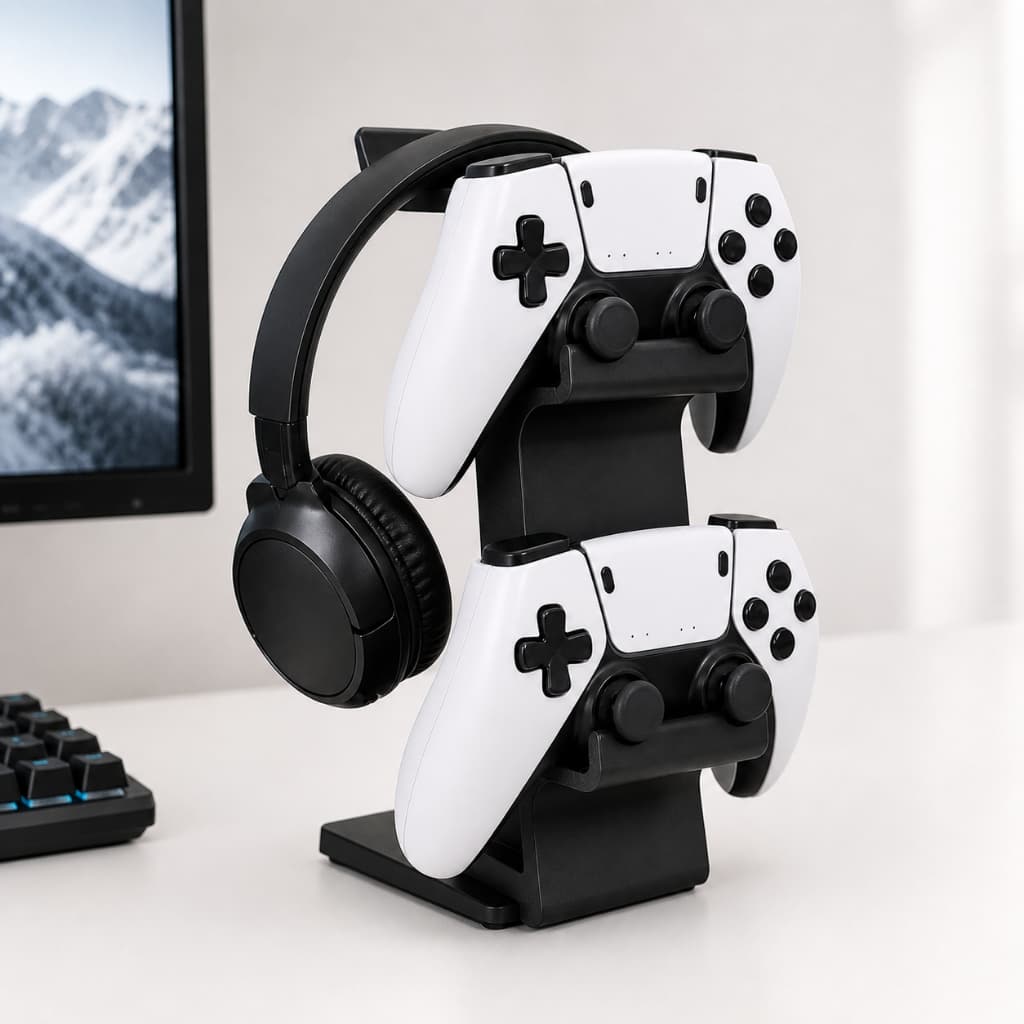 Suporte 2 Controles Video Game e Fone de ouvido headphone  Xbox One X / S Ps4 Ps5  organizador gamer