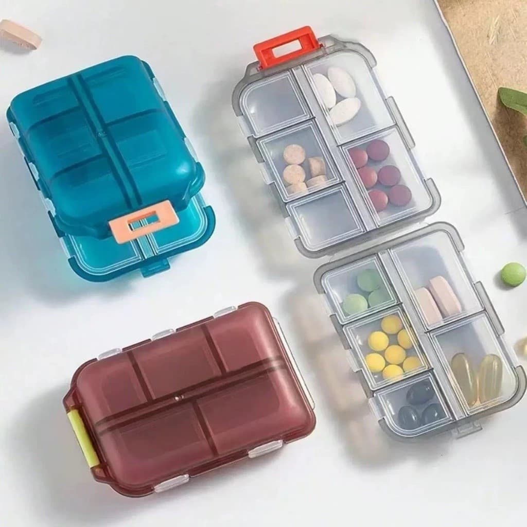 Estojo Porta comprimidos Organizador de Pílulas e Vitaminas Para Viagem 10 compartimentos