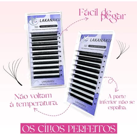 Cílios Lakanaku Fio a Fio W 5D 0,07D Extensão de Cílios Lash