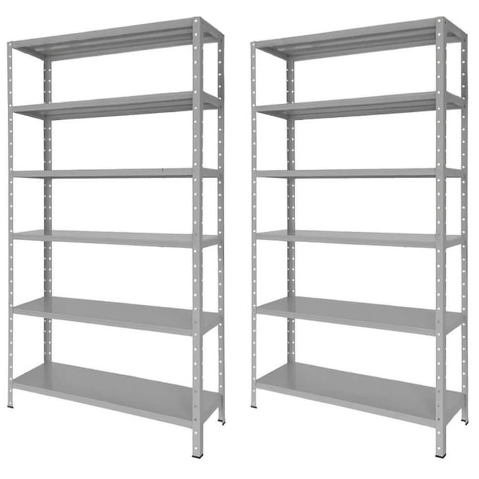 Kit 2 Estantes Em Aço Galvanizado 6 Bandejas 90cm