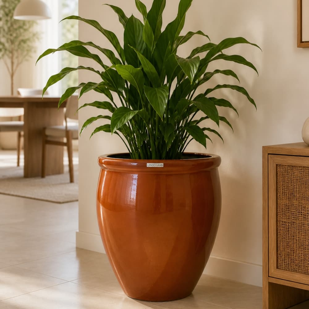 Vaso Vietnamita Fibra De Vidro Largo Quintal 50cm Cores