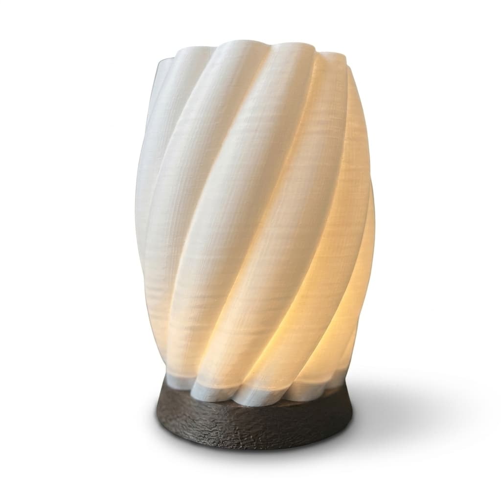 Luminária Abajur Espiral Com LED Decorativa Premium Casa Escritório Branco
