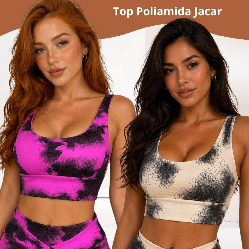 Top Fitness Duplo Alça Poliamida Compressão Conforto e Sustentação Alças Largas