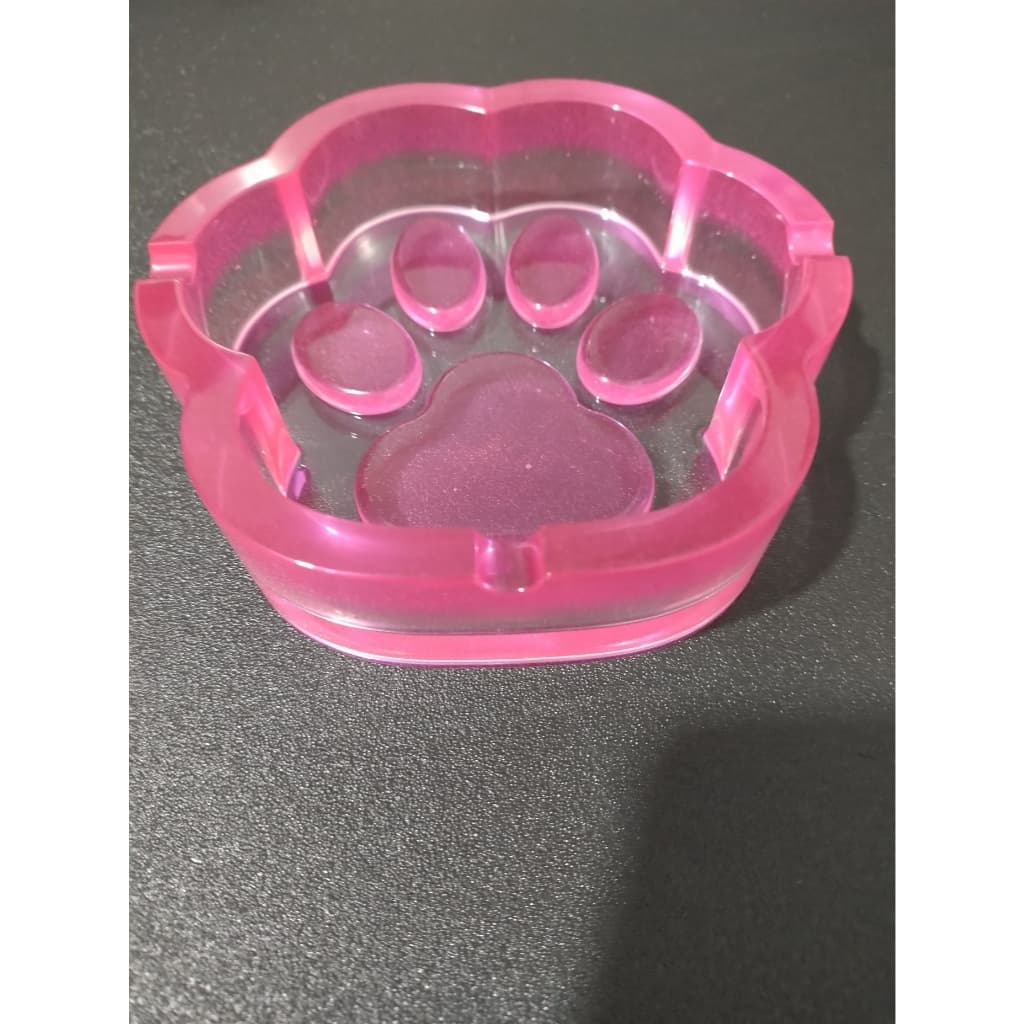 cinzeiro luxo em resina epoxi pata de gato rosa
