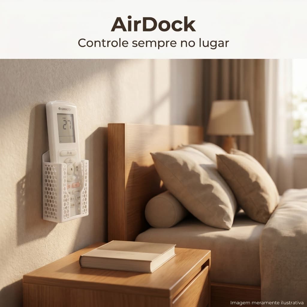 Suporte Organizador de Controle Remoto de Parede AirDock Prático Moderno Sem Furos Fácil Uso