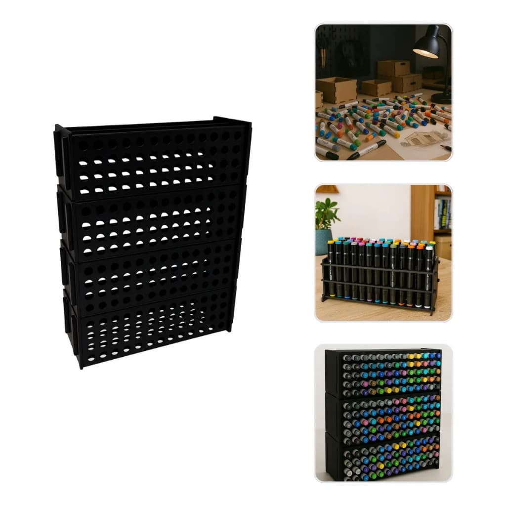 Colméia Para 192 Canetinhas Touch Organizador De Mesa Suporte Canetas de Colorir Mdf Preto