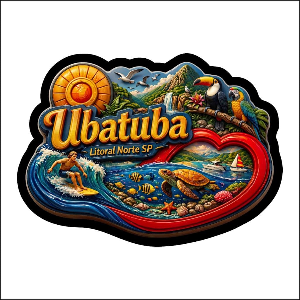 Lembrança Ubatuba SP Ímã de Geladeira Souvenir Praia Litoral Norte Decorativo presente
