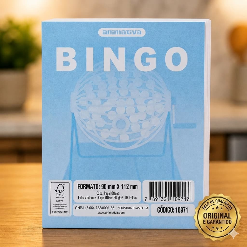 Cartela Bingo 96 Folhas Azul Jogos Diversao Familia Sorte