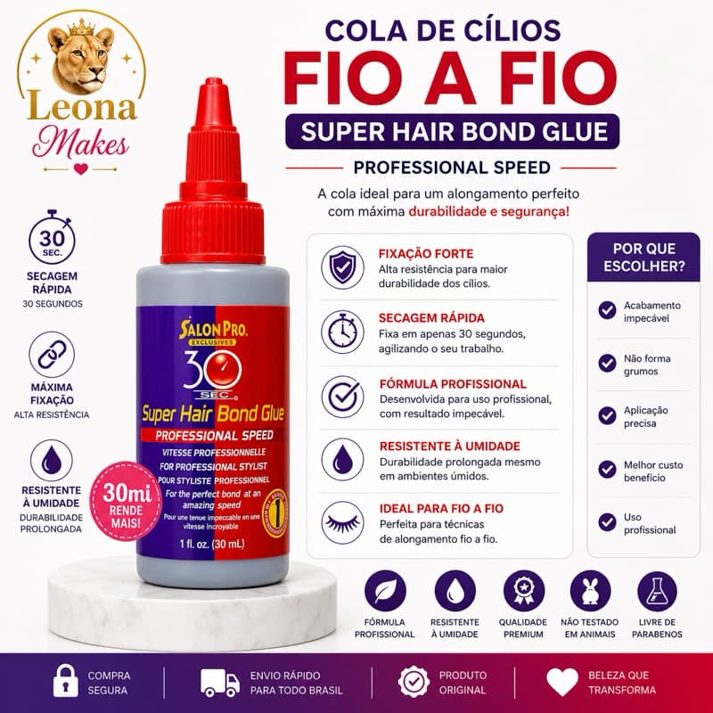 Cola para Cílios Fio a Fio Super Hair Bond