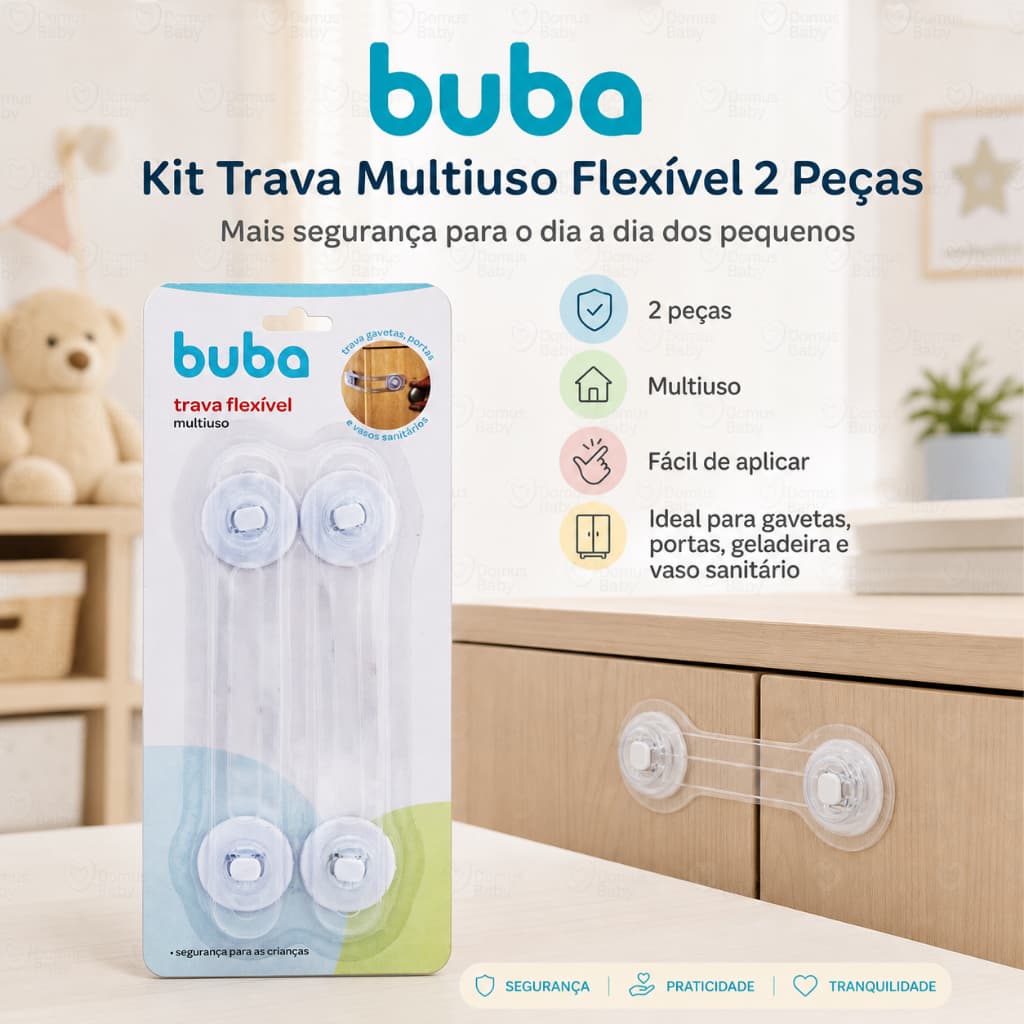 Trava de Segurança Buba Original Multiuso Flexível 2 Peças Infantil