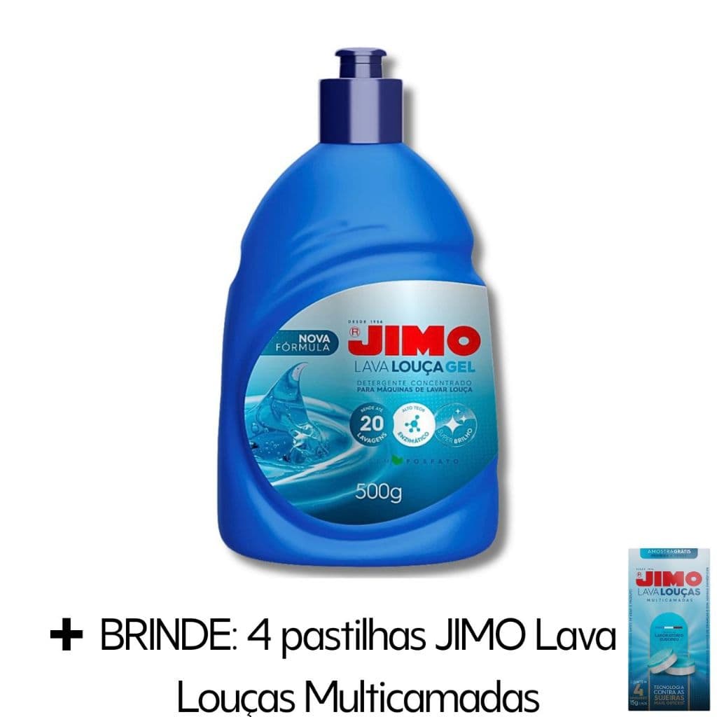 1, 2 ou 3 Jimo Lava Louças Gel 500g + BRINDE | Remove Gordura Pesada | Alta Eficiência com Baixo Custo