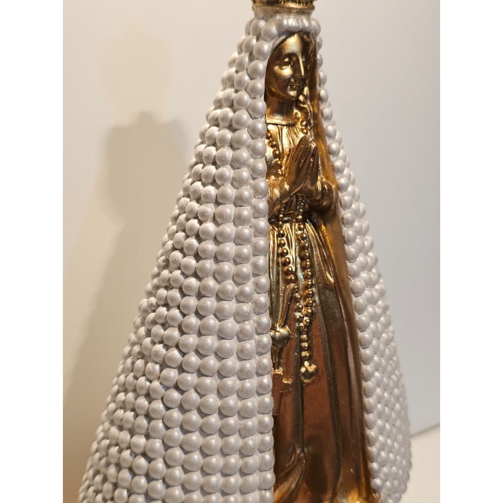 Imagem Nossa Senhora Aparecida de Gesso e Pintura na Cor Pérola e Bege Diversos Tamanhos Decoração