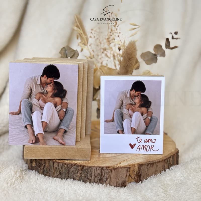 Kit Bases De MDF CRU 10x8cm Para Fotos Polaroid De Mesa Adesivas Dia dos Namorados Decorativo Lindo
