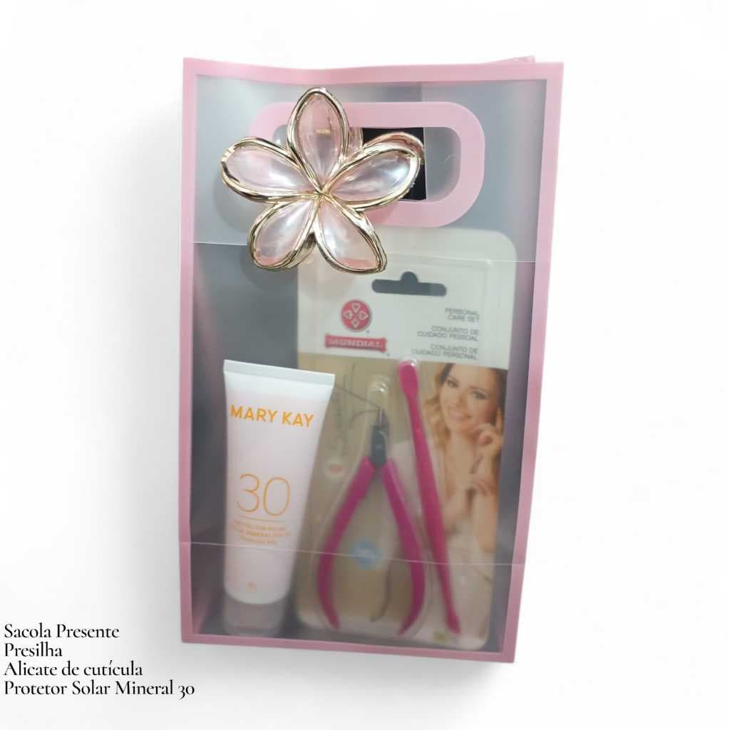Kit Presente Beleza Mary Kay FPS 30 - Alicate de Cutícula - Presilha - Sacola Luxo