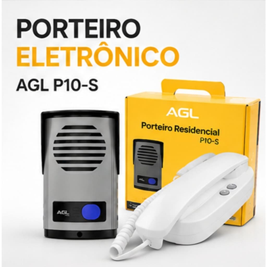 Porteiro Eletrônico AGL P10 S Interfone Residencial Cinza Branco