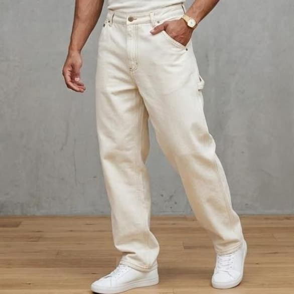Calça Sarja Masculina Estilosa Moda Esporte Fino Premium Cor Creme