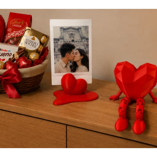 Kit Presente Romântico para Namorados Coração Articulado + porta polaroid (Não acompanha foto) Dia dos namorados