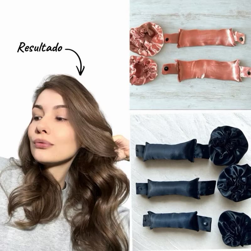 Kits de Mini Modelador de Cachos de Cetim (Heatless Curver)Cachos sem Calor Bun Bon