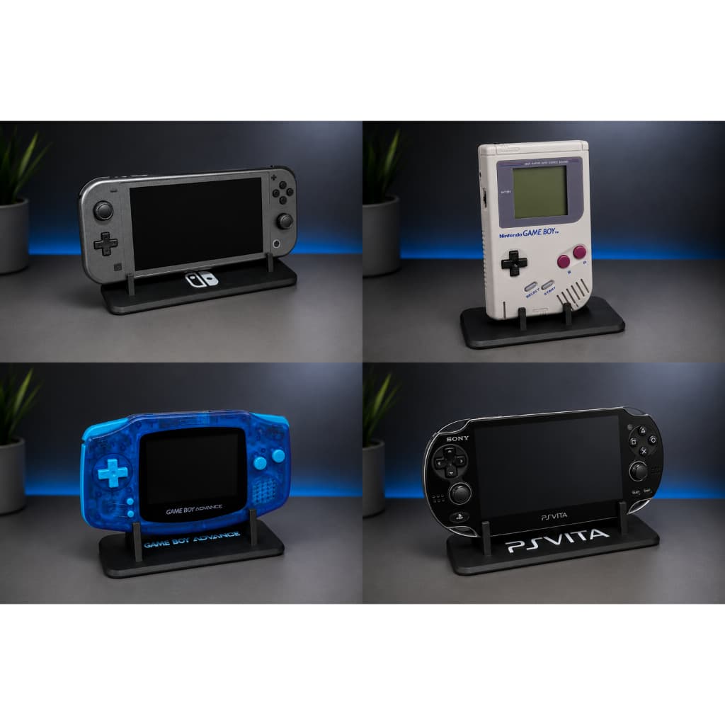 Suporte Vertical para Console Portátil com Logo, Suporte para Console Retrô, Video game antigos