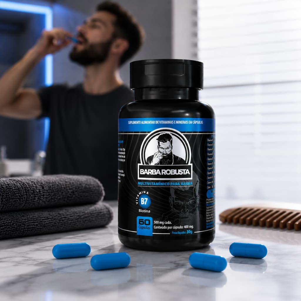 Multivitaminico para crescimento e fortalecimento de Barba Robusta Cresce Fortalece Foliculos