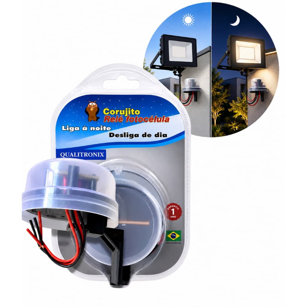 Relé Fotocélula Corujito Fácil Bivolt Automático Noturno Com Suporte/Base Bivolt Qualitronix QR51