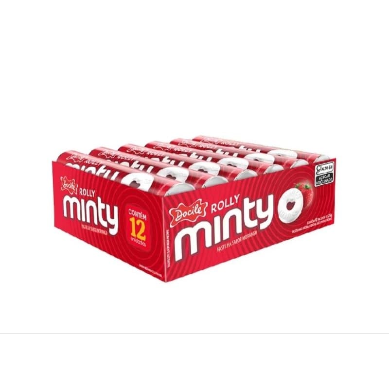Pastilha Rolly Minty Morango Com 12 Unidades De 29g