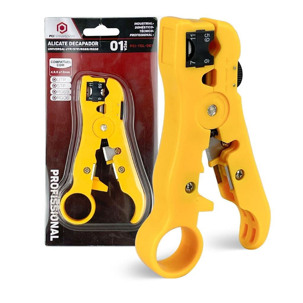Alicate Desencapador Fios Universal Para Cabos UTP/STP Amarelo
