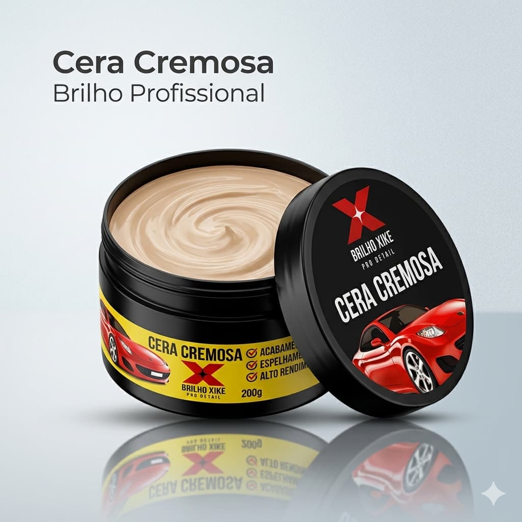 Cera Automotiva de Carnaúba Cremosa Brilho Espelhado Proteção Pintura Alto Rendimento