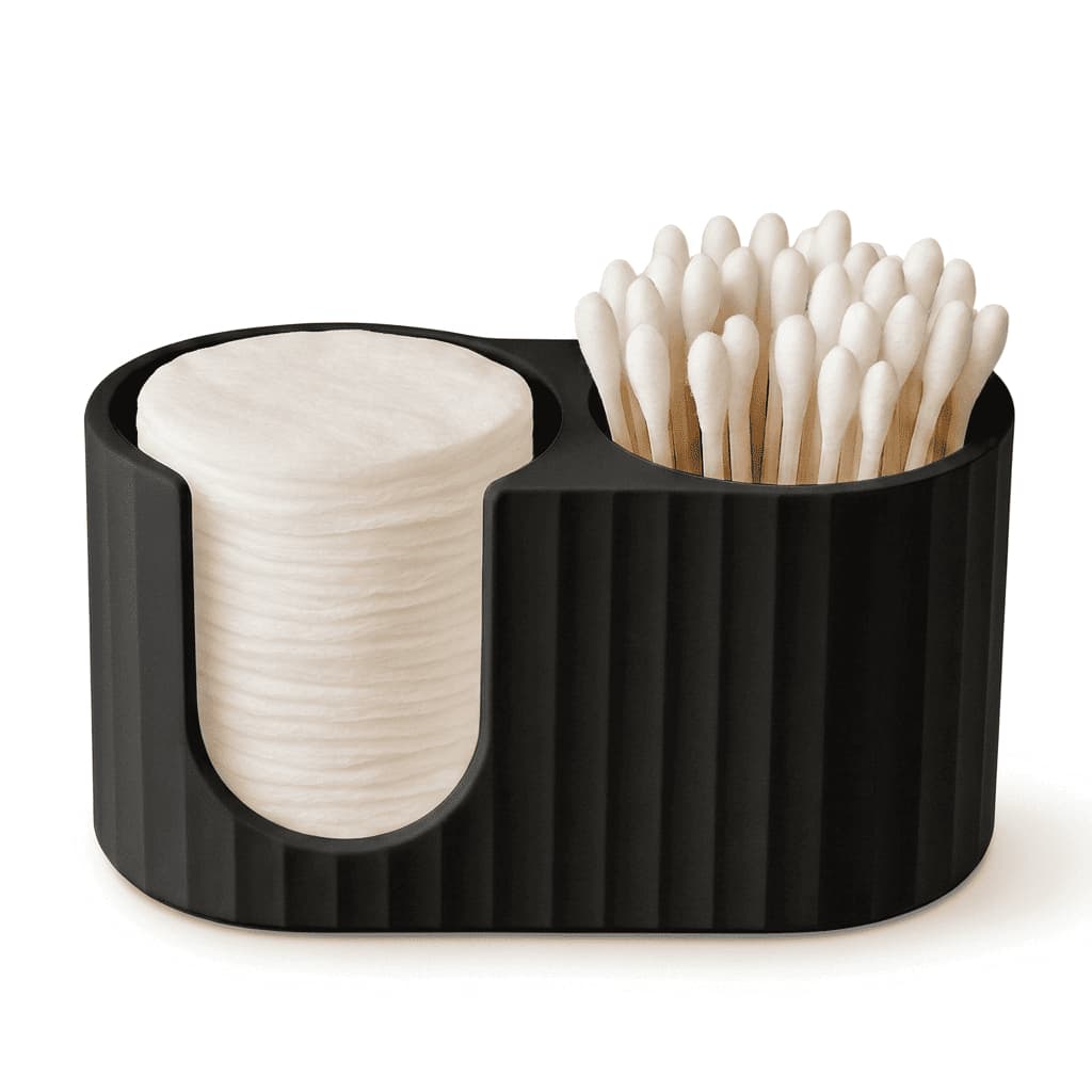 Porta Cotonete e Algodão Organizador Quarto Bebe Banheiro Elegante Prático na cor Branco Preto