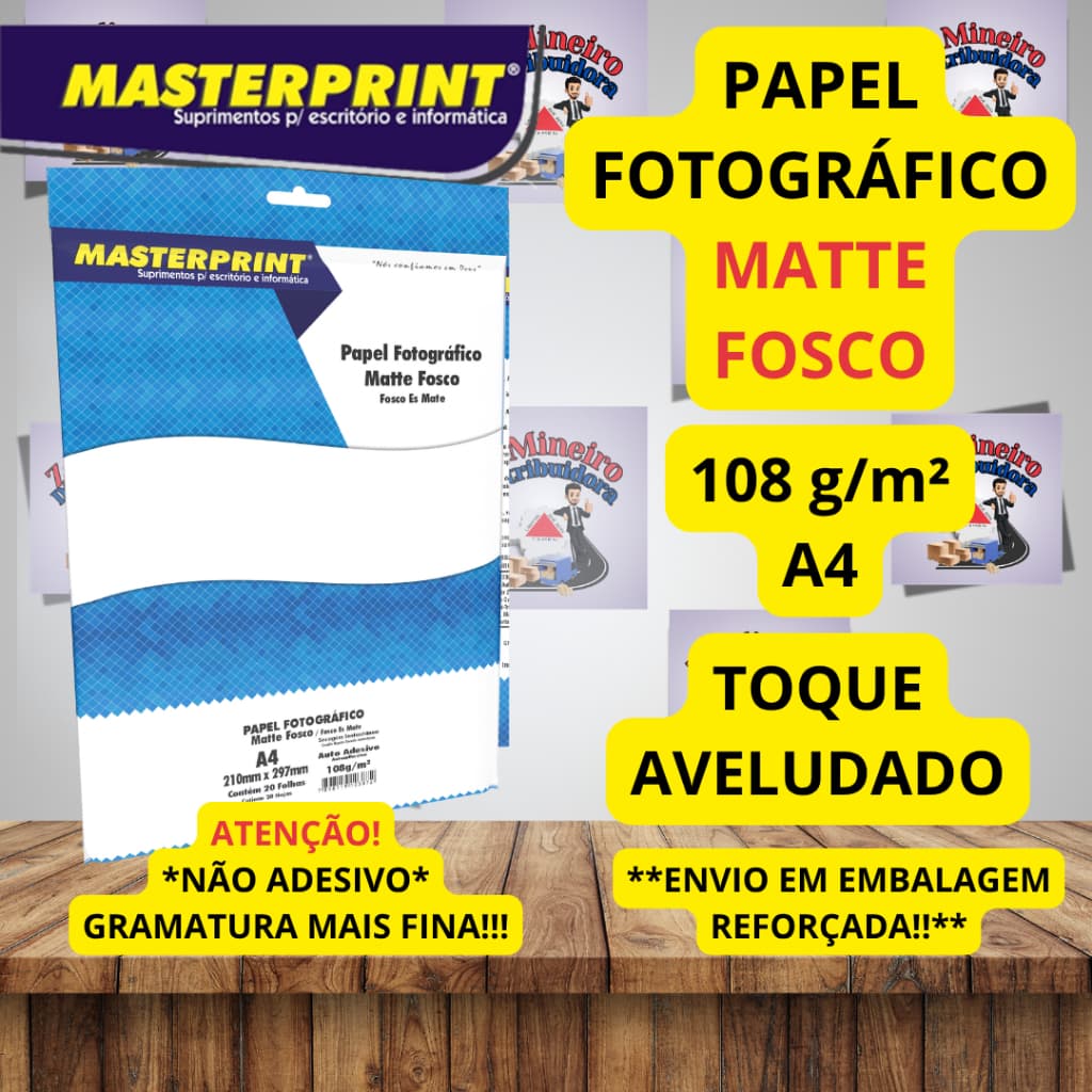 Papel Fotográfico Matte Fosco 108g A4 Masterprint Foto Matte