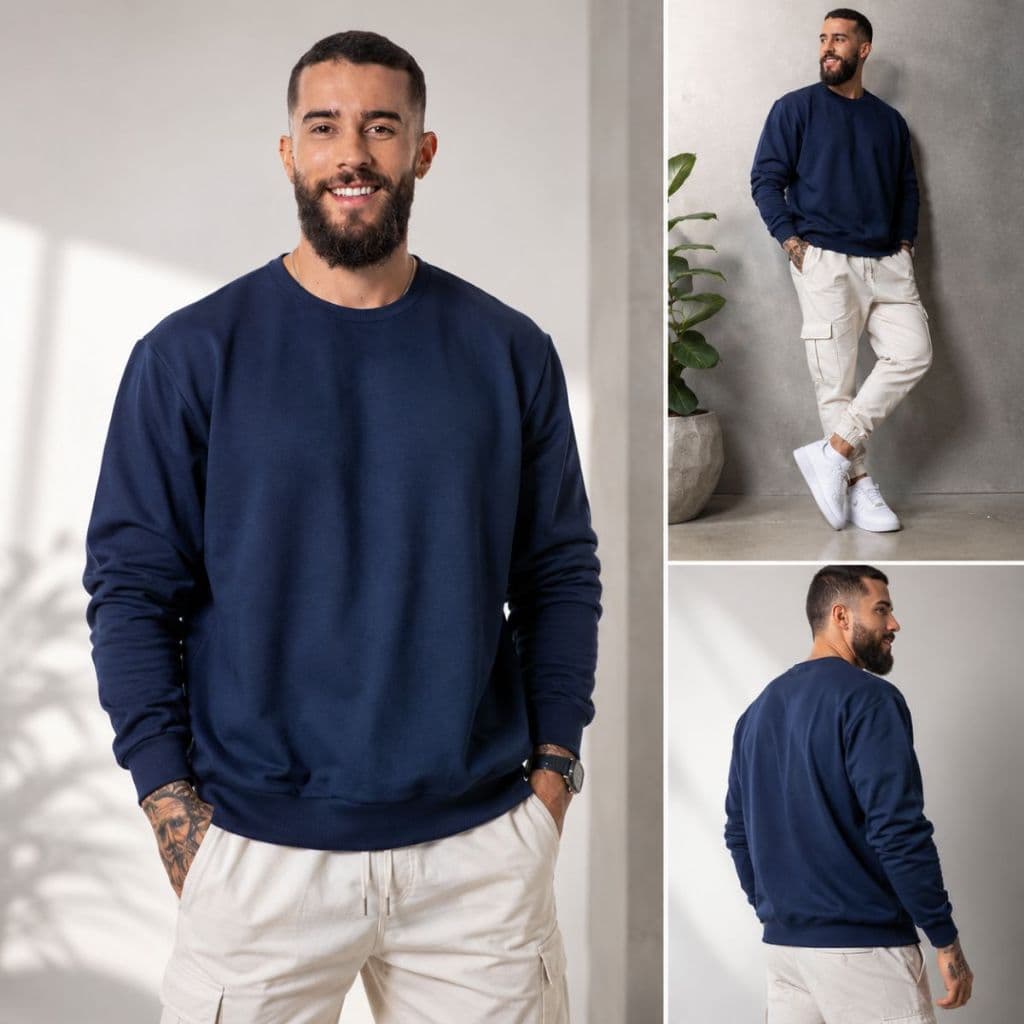 Moletom Gola Careca Blusa De Frio Masculina Súeter Inverno Casaco Casual
