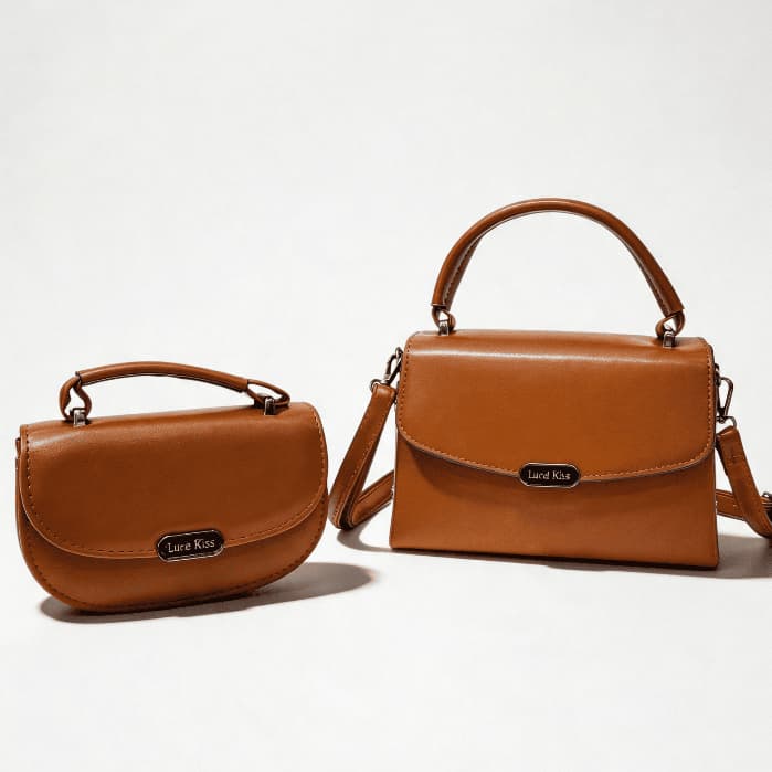 Kit 2 Bolsas Femininas Transversal Tiracolo e Mão Retro Blogueira Pequena Média Couro PU Elegante Festa Casual