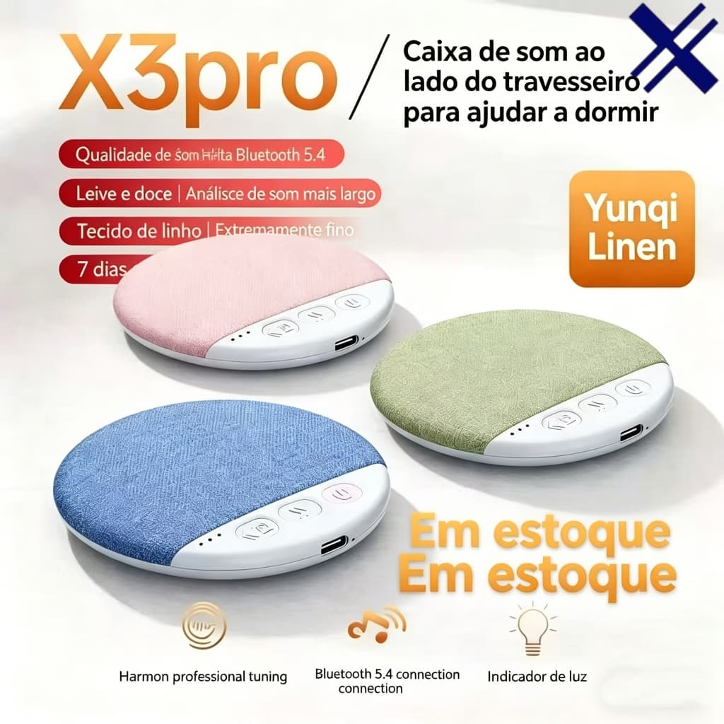 Caixa de Som Bluetooth Sob Travesseiro Som Ultrafino Estéreo HiFi Mini Ruído Branco