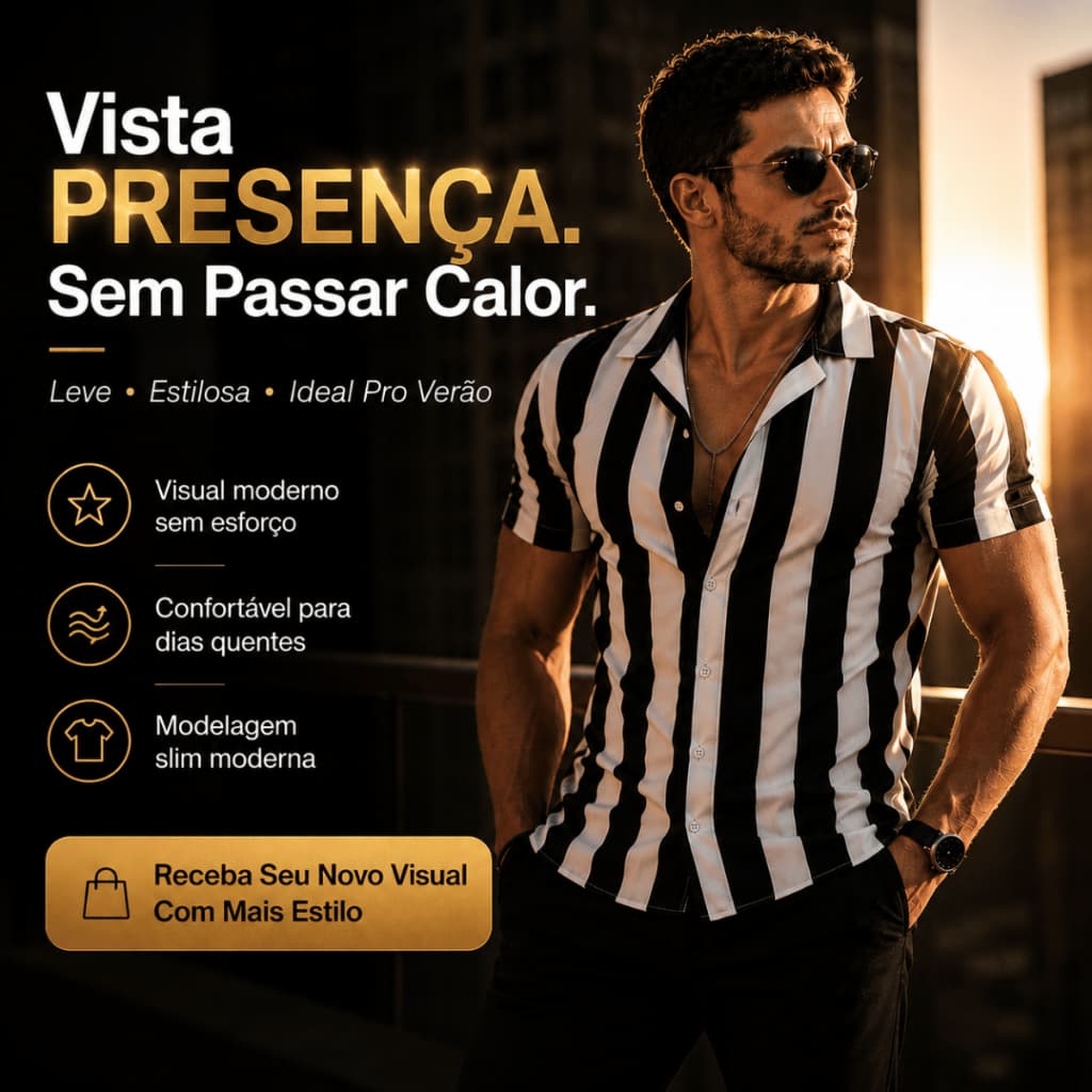 Camisa Masculina Botões Slimfit Vicose Listrada Floral Premium