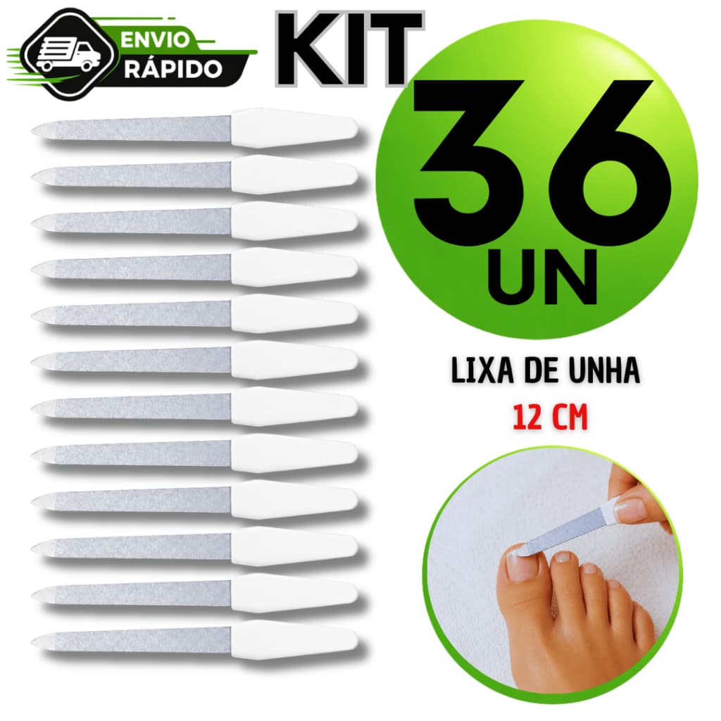 Conjunto de  Lixa Lixas  de Unha Metálica 12cm Premium Facilidade Manicure Utilidades Qualidade