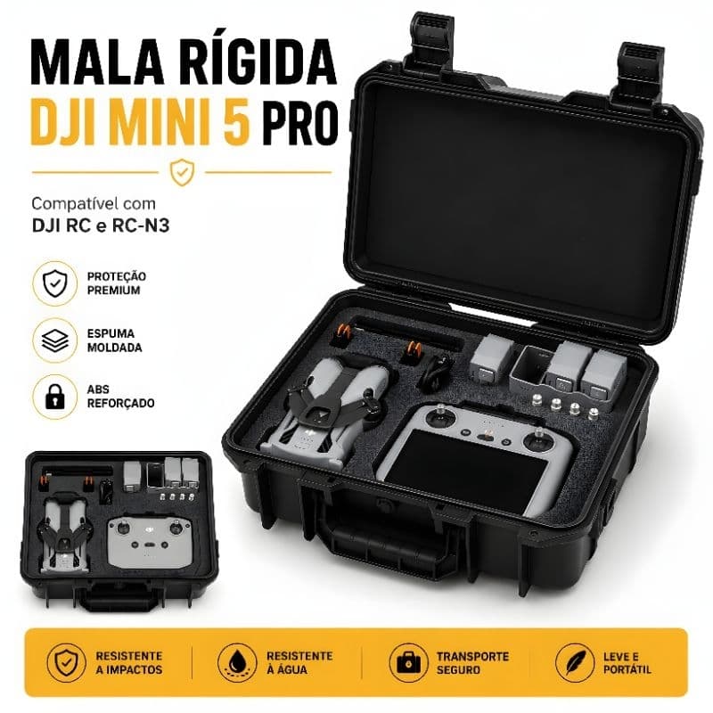 Maleta Rígida em ABS para DJI Mini 5 Pro Case Bag para Drone e Controle