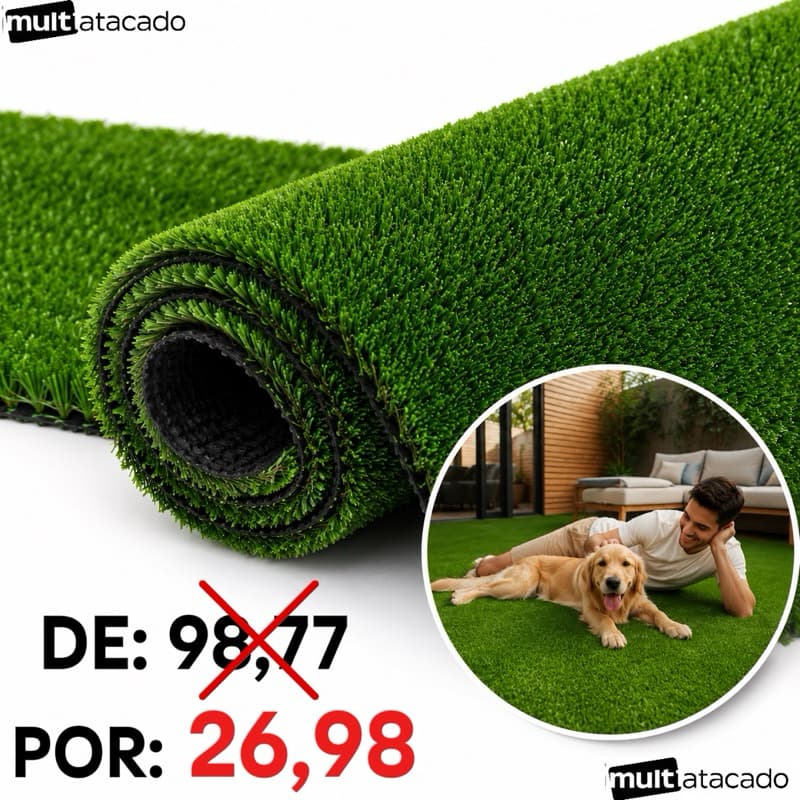 Grama Sintética Decorativa Artificial 2,0 Metros Largura Única 2,00m Academia Playground