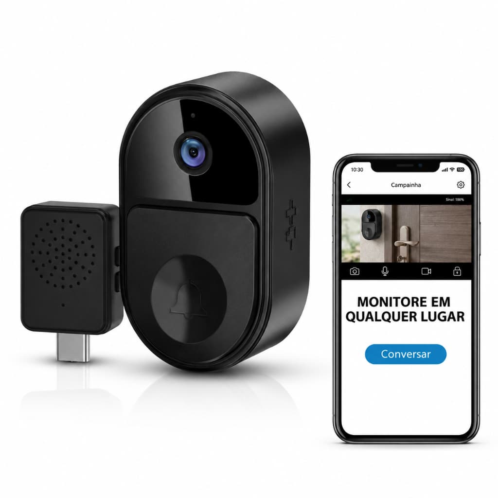Campainha Inteligente Knup Wi-Fi Com Câmera HD Visão Noturna CA202
