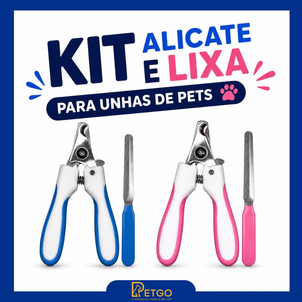 Kit Alicate Cortador de Unha Pet + Lixa para Cachorro e Gato Profissional