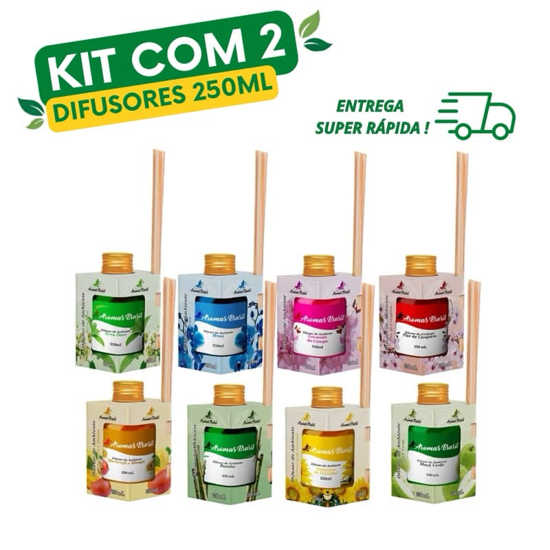 Kit 2 Difusores Aromatizante de Ambientes Aromas Brasil 250ml