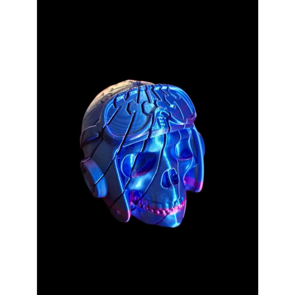 Skull Cyberpunk Sensorial - Decoração Gamer de Luxo Iridescente Grande
