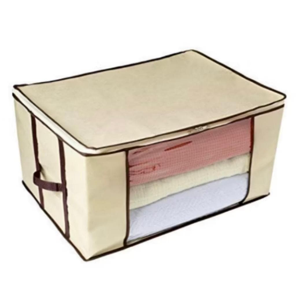 Organizador Multiuso para Closet Armário Guarda Roupa Caixa Organizadora Dobrável com Tampa Zíper e Visor