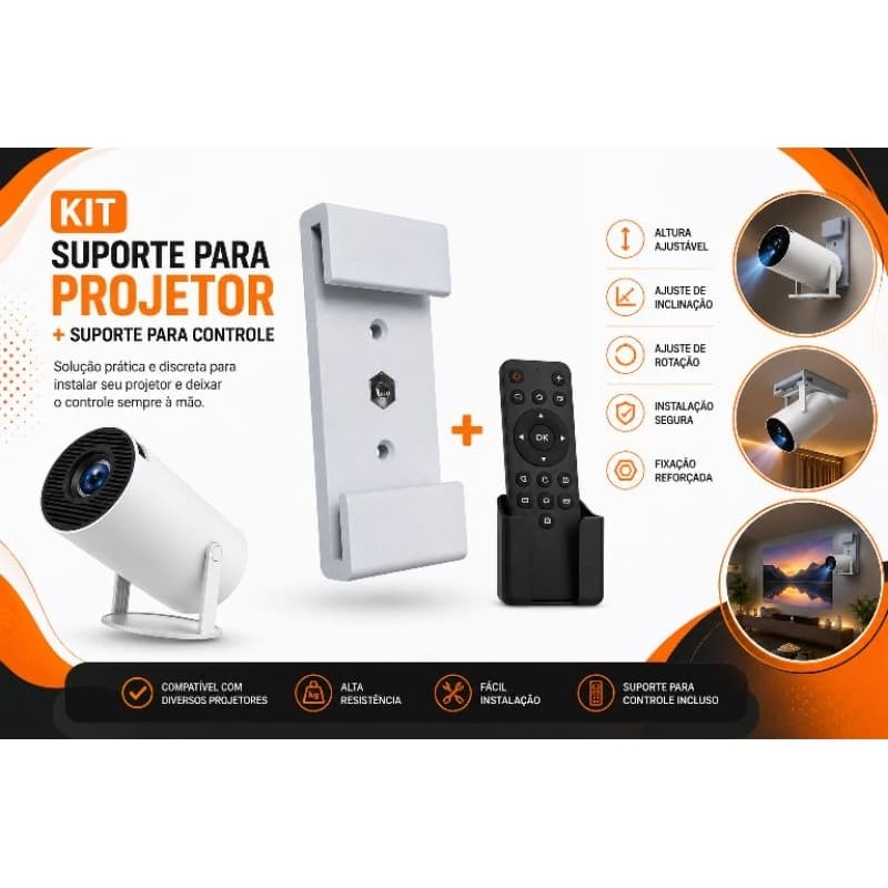 kit suporte projetor para parede ou teto+suporte controle.