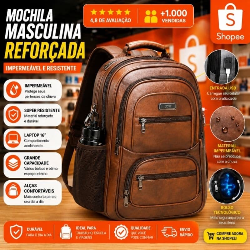Mochila Executiva Luxo Resistente à Água - Ideal para Faculdade, Escritório e Viagens - Oferta