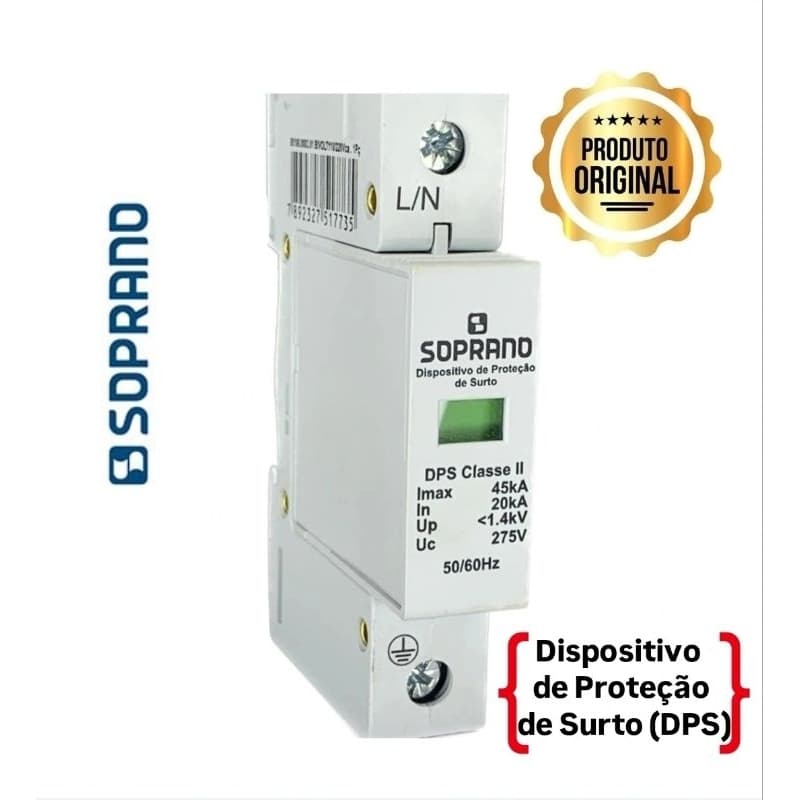 DISPOSITIVO DE PROTEÇÃO CONTRA SURTOS (DPS) MODULAR 45kA Soprano