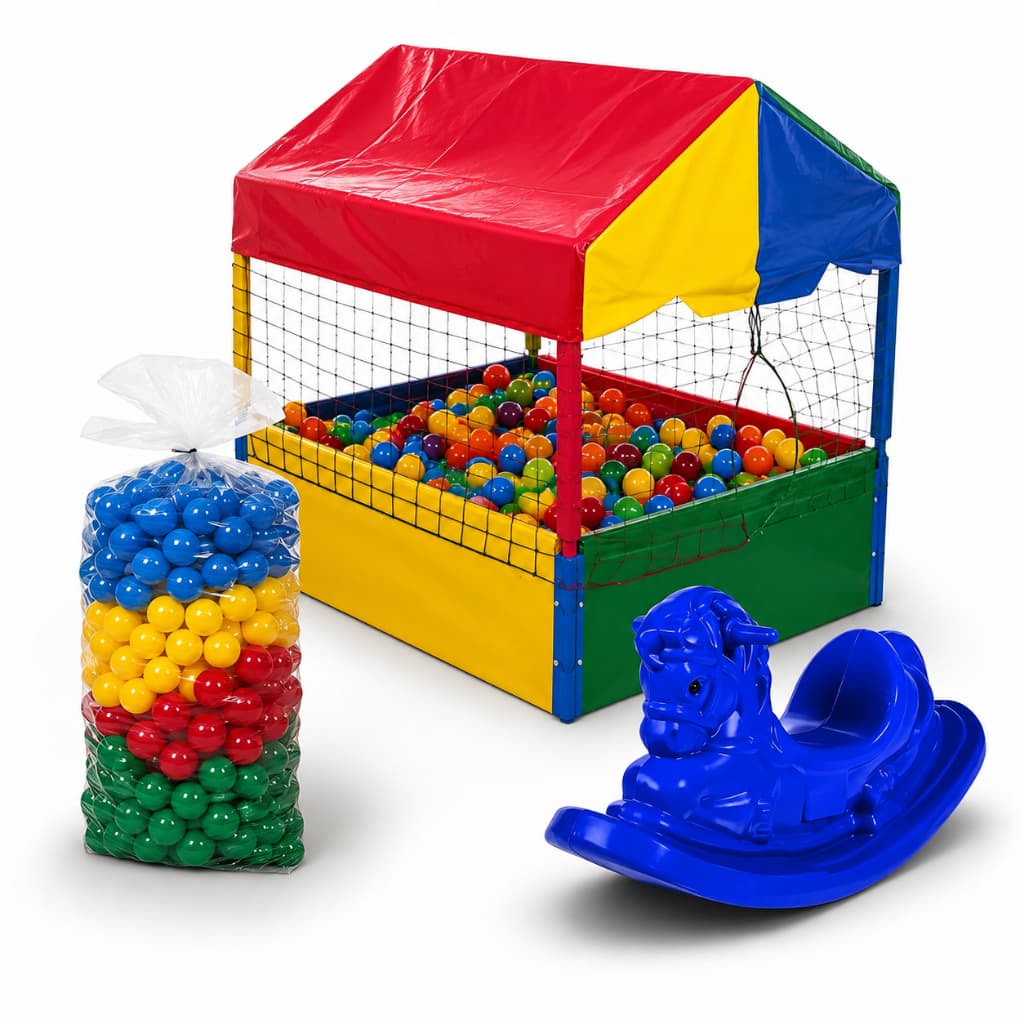 Piscina De Bolinhas Infantil 1,00m + Gangorra 1 Lugar + 100 Bolinhas