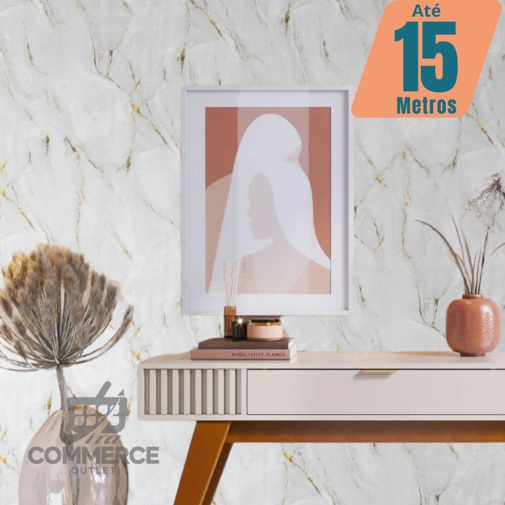Papel de Parede Premium Rolo 5 Metros Autoadesivo Mármore Texturizado 5m x 45cm