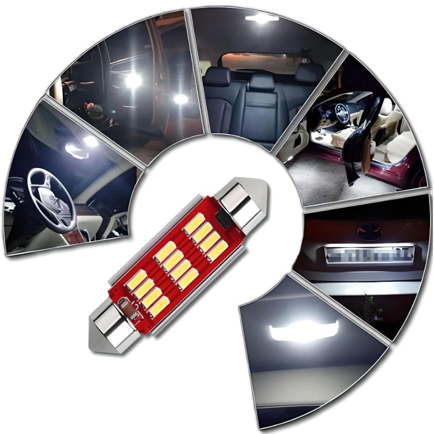 Lâmpada Led Carro Torpedo Teto Placa Luz Cortesia 36 mm Branco Canbus Canceler 12v 24v Unidade
