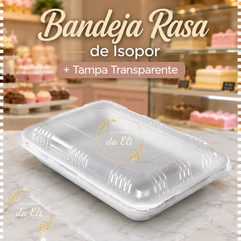 Bandeja de Isopor + Tampa B2 Rasa Para Brigadeiro Salgados Porção Kit 50  25 ou 10 Unidades